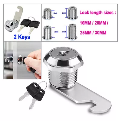 UK Cam Lock For Door Cabinet Drawer Cupboard Mailbox Locker 20mm 16mm 25mm 30mm • £4.31