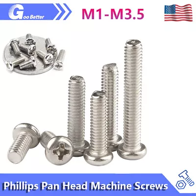 100Pcs M1 M1.2 M1.4 M1.5 M2 M3 Phillips Pan Head Mini Micro Small Machine Screws • $6.12