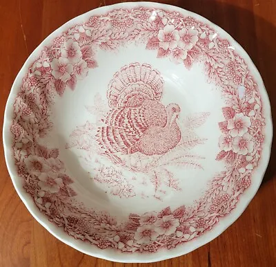 Thanksgiving Turkey Pink Red Bowl(s) From Myott Archives  England Excellent • $18.84