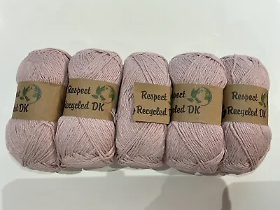 Respect Recycled Cotton DK - Knitting Crochet Yarn In Dusky Pink. 5 X 100g. • £7.99