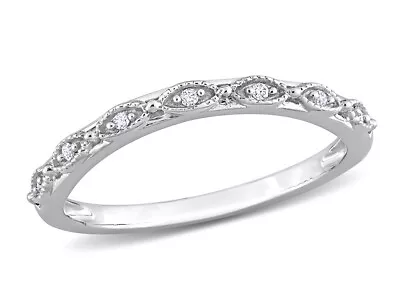 Diamond Accent Semi-Eternity Wedding Band Ring In 14k White Gold • $395