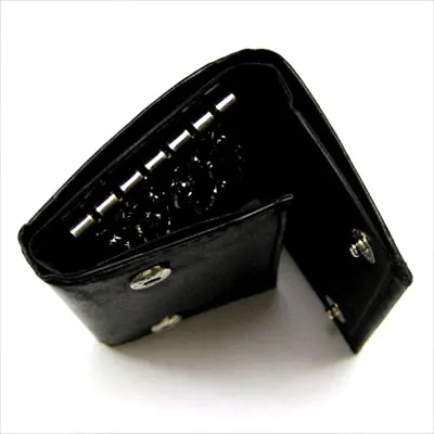 Black Men's Genuine Leather KeyChain Holder Trifold Wallet Key Ring Money Holder • $14.55