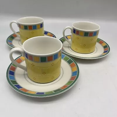 Villeroy Boch Twist Alea Lemon Espresso Cups And Saucers Set Of 3 • $45