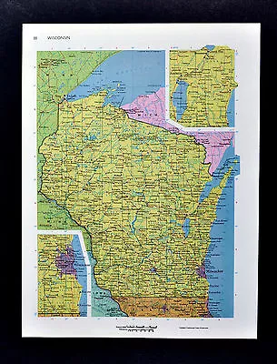 C1970 McNally Cosmo Map - Wisconsin Madison Green Bay Milwaukee Oshkosh Appleton • $9.99