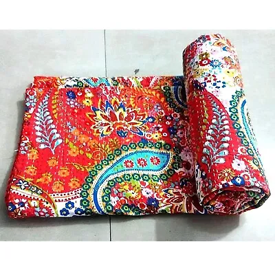 Indian Handmade Queen Cotton Vintage Kantha Quilt Throw Blanket Bedspread Gudari • $39.35