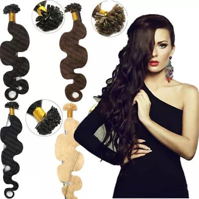  20Inch Body Wavy/curly Fusion Nail U Tip Keratin Remy Human Hair Extensions 7A • $42.35