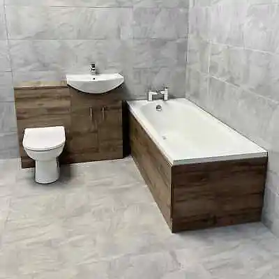 Walnut Finish Bathroom Vanity Furniture Suite 1500 1600 Or 1700 Bath Inc Taps • £569.99