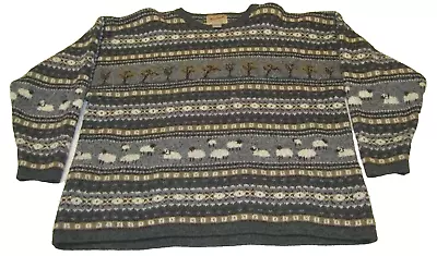 Vintage Woolrich Wool Knit Sheep Trees Patterned Sweater Women’s XL • $24.99