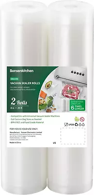 *Bonsenkitchen Vacuum Food Sealer Rolls Bags 2 Packs 8 In X 20 Ft Storage Bags* • $18.21