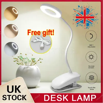 £10.44 • Buy LED USB Clamp Clip On Flexible Desk Light Bed Reading Table Study Night Lamp UK 