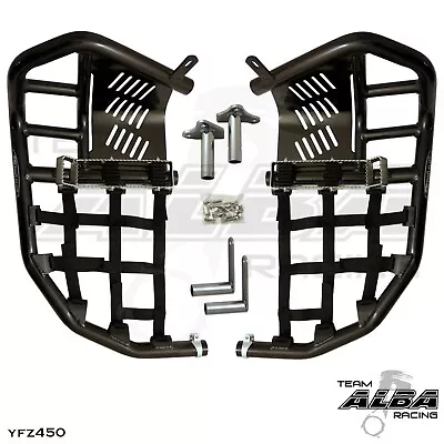 Yamaha YFZ 450 Nerf Bars  Pro Peg Heel Guard  Alba Racing  Black Black 199 T7 BB • $218