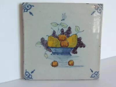 Vintage Makkum Holland Dutch FRUIT Royal Tichelaar Polychrome Tile Handpainted 2 • $39