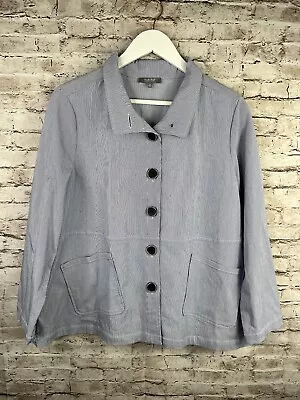 Habitat Clothes To Live In Womens Blue Striped Button Up Blouse Shirt Medium • $29.99