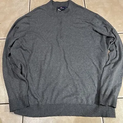 Vineyard Vines Men’s Gray Cotton Pullover Sweater 1/4 Zip Size 3XB • $14.99
