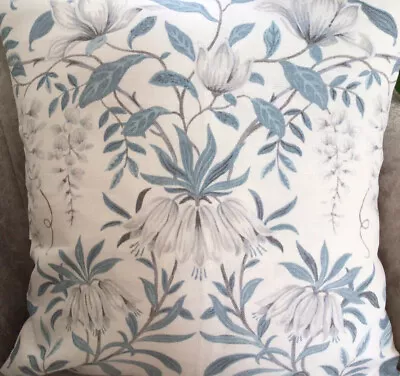 CUSHION- LAURA ASHLEY At NEXT PARTERRE Off White & Blue Cotton 16” Square • £6.50