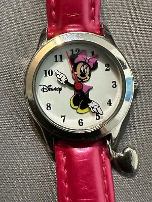 Disney Accutime Minnie Mouse Watch With Pink Band And Heart Charm New Battery • $12.97