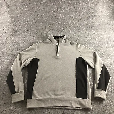 HUGO BOSS 1/4 Zip Sweater Mens XL Gray Black Pullover Cotton Casual Preppy Men • $13.79