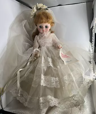 Vintage Madame Alexander 13  Bride Doll Red Hair Green Eyes Veil Shoes Needs Spa • $8.50