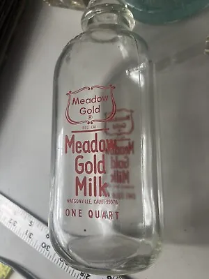 MEADOW GOLD 1 QUART GLASS Bottle Watsonville Milk Bottle Vintage Ca • $9.99