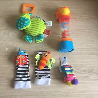 Bundle Of 5 Baby Sensory Toys  Plush. Rattles Interactive Toys Ages 0-6 Months • £6.80