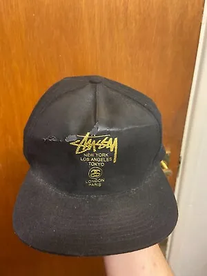 £12.99 • Buy Stussy Black Gold Adjustable Snapback Cap Hat