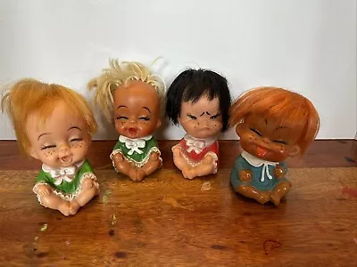 Vintage 1960s Moody Cuties Rubber Doll Korea Lot Of 4 • $24