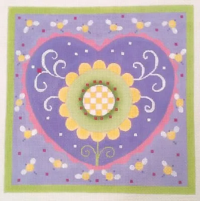 $104.48 • Buy Melissa Shirley Needlepoint Handpaint Canvas 656-D Heart Flower Bees 2003 13mesh