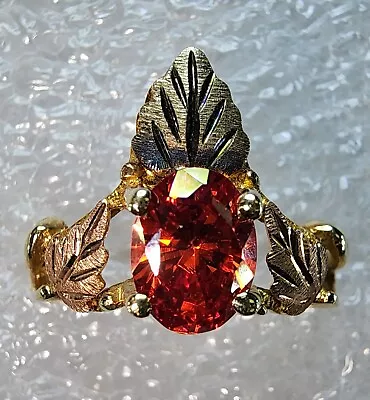 Black Hills Gold Mexican Fire Opal 10k Ring With 12k Tri-Color Leaves Size 8.5 • $200