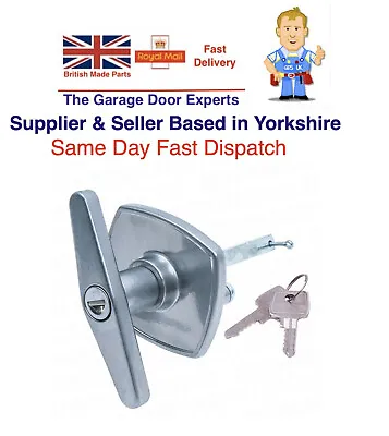 Marley T Bar Garage Door Locking Handle Lock Pull Cable Old Style Silver Keys • £14.50