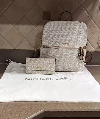 Michael Kors Rhea Slim Backpack And Jet Set Wallet - Vanilla - NWT • $205