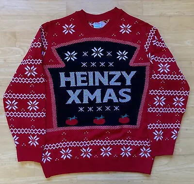 Large 46  Inch Chest Heinz Tomato Soup Ugly Christmas Sweater Jumper Heinzy Xmas • £49.99