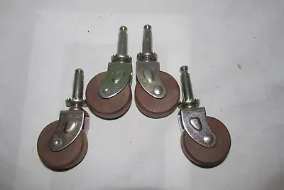 Set Of 4 New Wood And Steel Sturdy Furniture Or Cabinet Casters Unused • $22