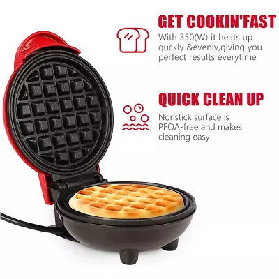 Mini Waffle Maker Electric Cake Dessert Cooking Machine Non-stick Coating Grill • £12.99