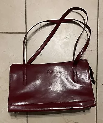 Vintage Monsac Leather Handbag/ Purse - Scarlet Red • $64.95