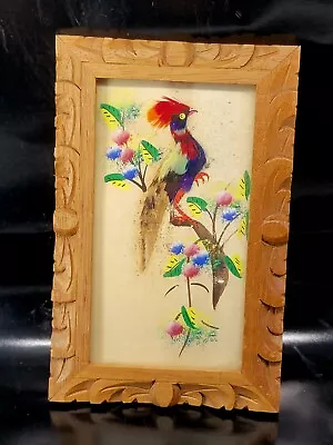 Vtg Mexican Feathercraft Framed Bird Folk Art Collectible Piece Feather • $19.99