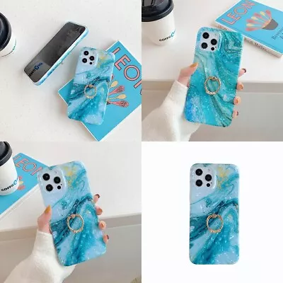$11.99 • Buy AU Blue Shell Case For IPhone 14 13 12 11 Pro Max XS XR 8 7 Plus With Ring Cover