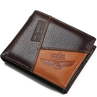 Genuine Leather Men Wallets Coin Pocket Zipper Real Men's Leather Wallet With Co • $13.50