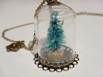 $9.99 • Buy CHRISTMAS TREE TERRARIUM BOTTLE NECKLACE Bell Jar Glass Pine Xmas Pendant 4H