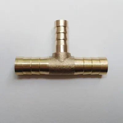 5/16  X 3/8  HOSE BARB TEE Brass Pipe 3 WAY T Fitting Gas Fuel Water Air M887 • $8.50