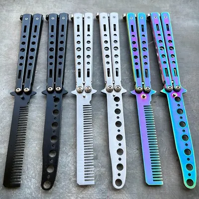 Practice BALISONG METAL BUTTERFLY Assorted Trainer Knife BLADE Comb Brush NEW • $9.45