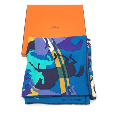 $499.12 • Buy Hermes Carre90 Ex Libris En Camouflage Silk Scarf