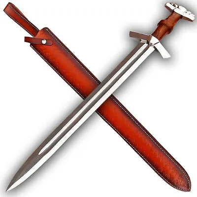 Medieval Hand Forged Gram Full Tang Slayer Fafnir Viking Sword + Leather Sheath • $89.99