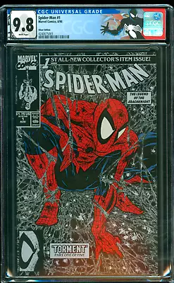 Spider-Man #1 Silver Variant CGC 9.8 NM/MT 1990 McFarlane  Custom Label 300 • $199.99