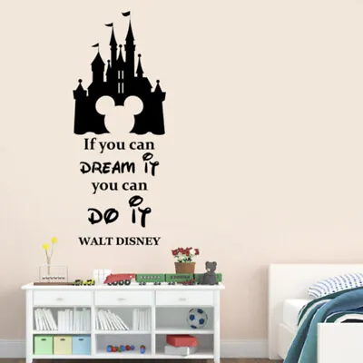 Walt Disney Quote Wall Decal Mickey Mouse Castle Vinyl Sticker Art Decor Q38 • $29.99