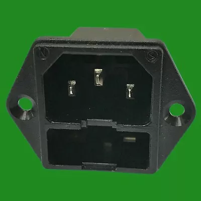 1x Fused IEC Male Panel Chassis Mount Socket 250V 10A Kettle Lead Rewireable • £3.99