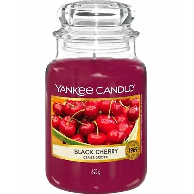 Yankee Candle Black Cherry Large Glass Jar 623g Container Burn Time Up To 150 • £24.45