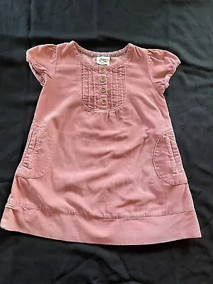 Mini Boden Dusty Pink Cotton Corduroy Short Sleeve Pleated Bib Dress-2-3T • $16