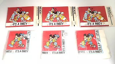 Vintage Mickey Mouse Goofy Walt Disney Party Invitations & Beverage Napkins NEW! • $18.81