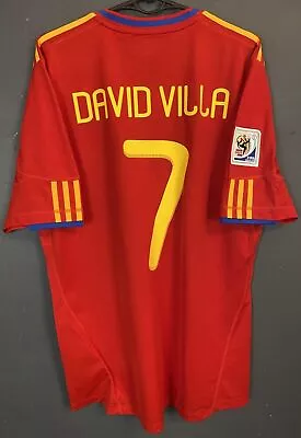 Villa 7 Mens Spain National 2010/2011 Winner Football Soccer Shirt Jersey Size L • £364.54