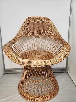 Vintage Wicker Rattan Patio Or Garden Arm Chair After Russel Woodard Peacock  • $129
